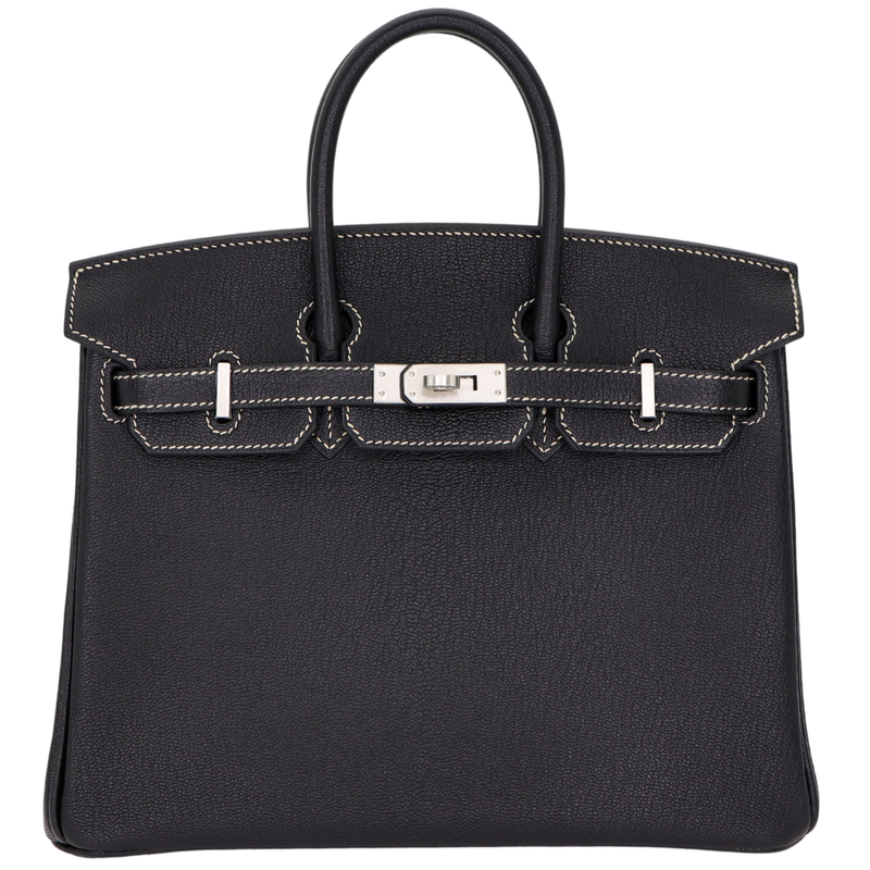 Hermès 25cm Birkin HSS Black Chèvre Leather Brushed Palladium Hardware