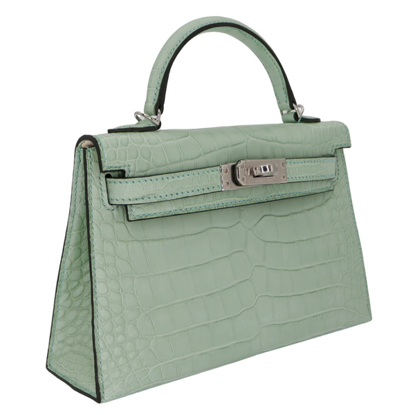 Hermès Kelly II Sellier Mini HSS Vert D'eau Matte Alligator Palladium Hardware