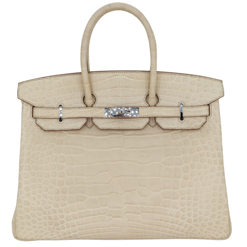 Hermès 35cm Birkin Beton Matte Alligator Palladium Hardware