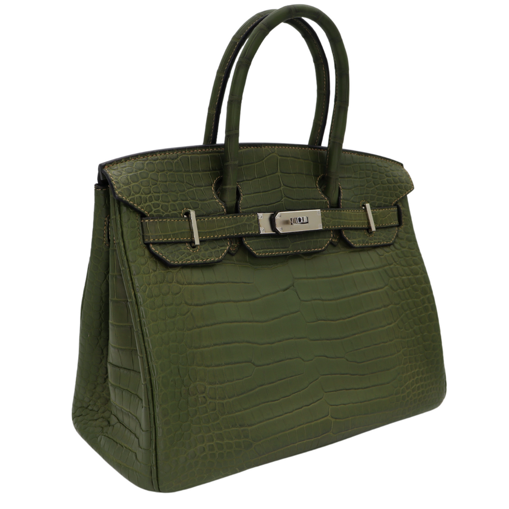 Hermès 30cm Birkin Canopee Matte Porosus Crocodile Palladium