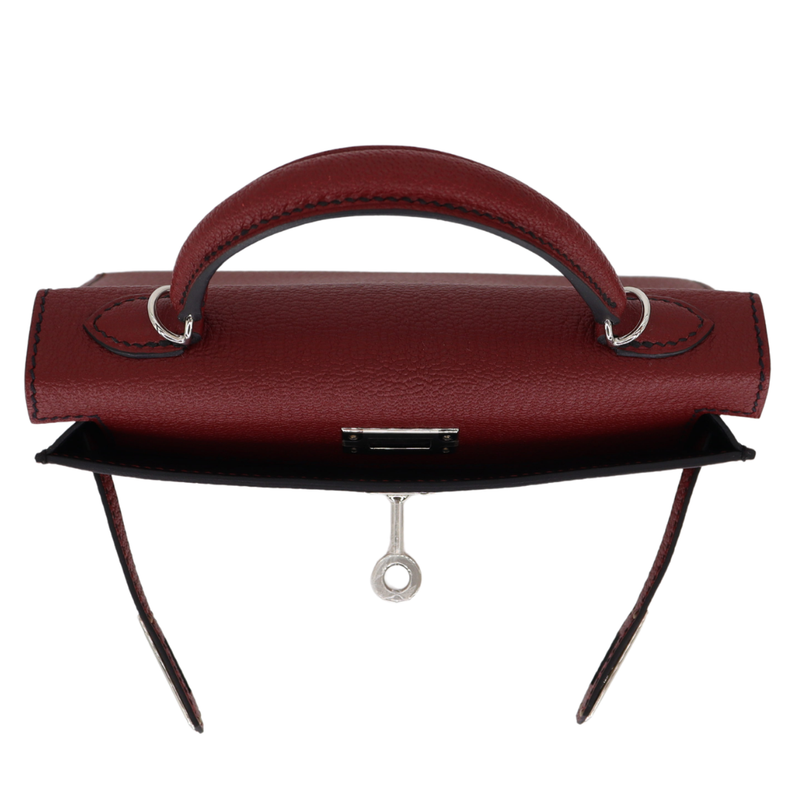 Hermès Kelly II Sellier Mini HSS Rouge H Chèvre Leather Palladium Hardware