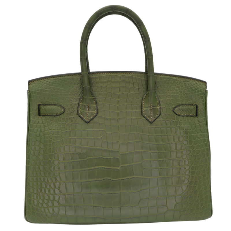 Hermès 30cm Birkin Canopee Matte Porosus Crocodile Palladium Hardware