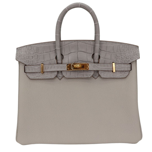 HERMES グレー タンクトップ Hermès 25cm Birkin Touch Gris Perle Togo/Matte Alligator Gold