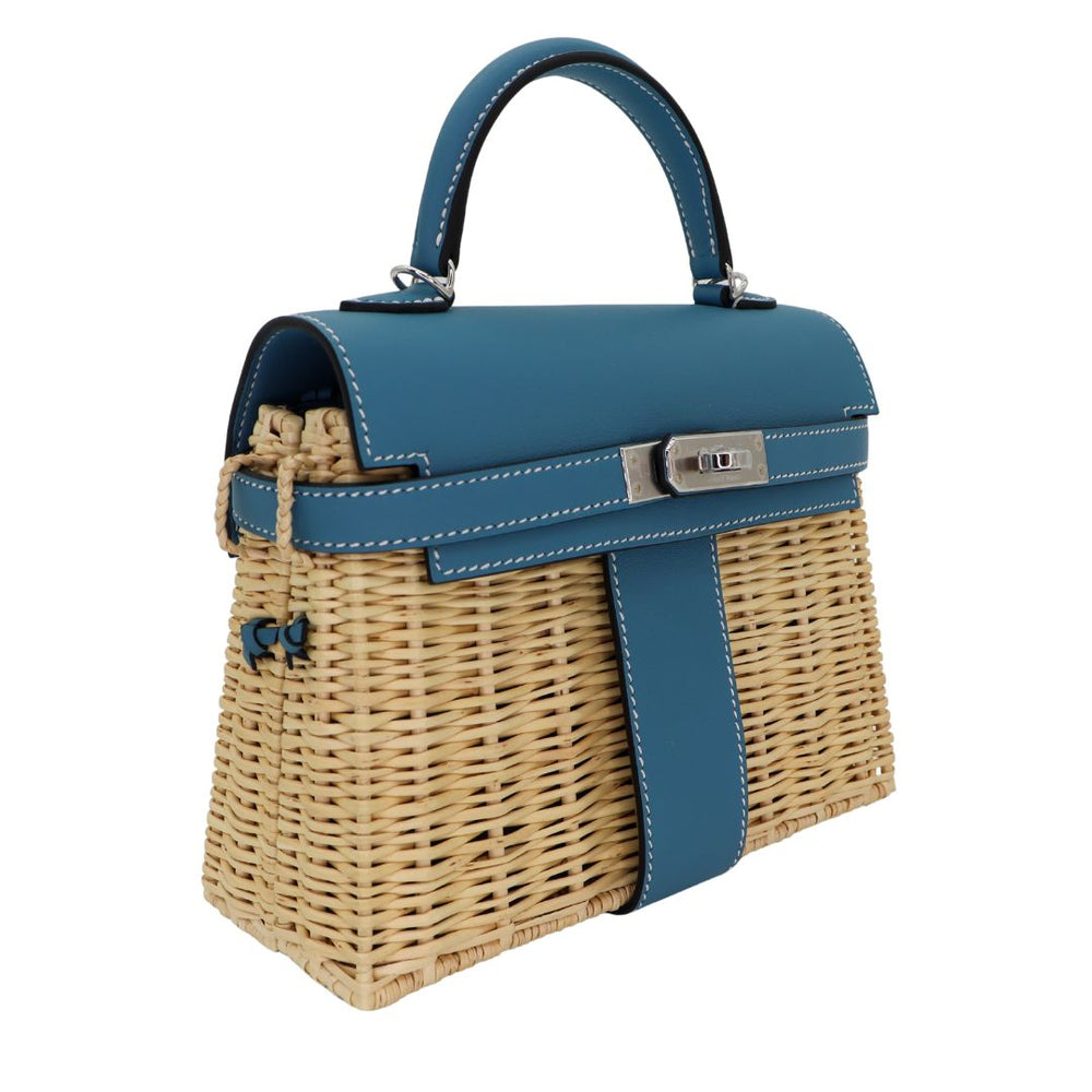 Hermès Kelly II Sellier Mini Picnic Bleu Jean Swift Leather
