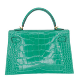 Hermès Kelly II Sellier Mini Vert Jade Shiny Alligator Gold Hardware