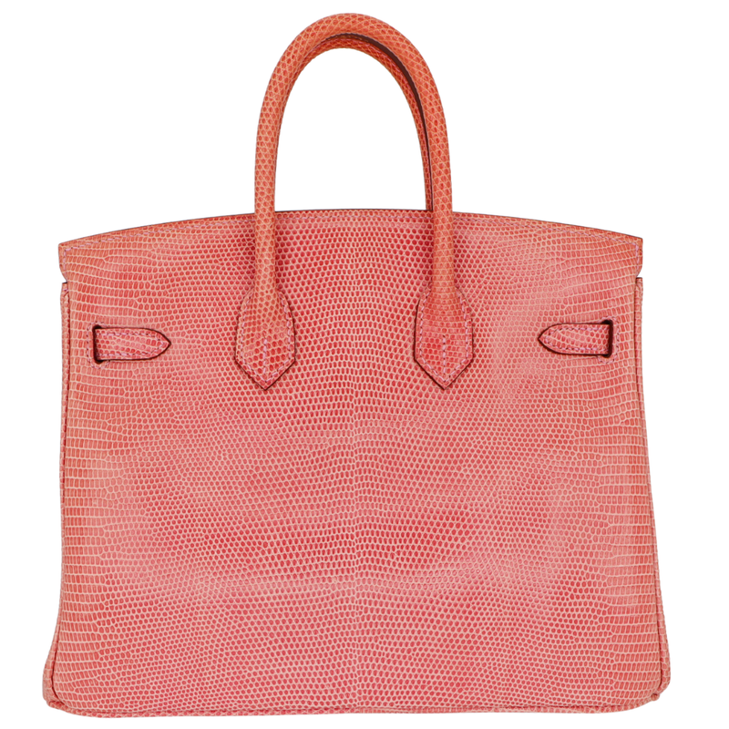 Hermès 25cm Birkin Bubblegum Shiny Lizard Palladium Hardware