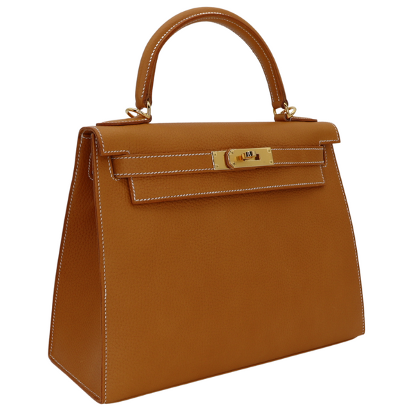 Hermès 28cm Kelly Sellier Natural Sable Gold Hardware