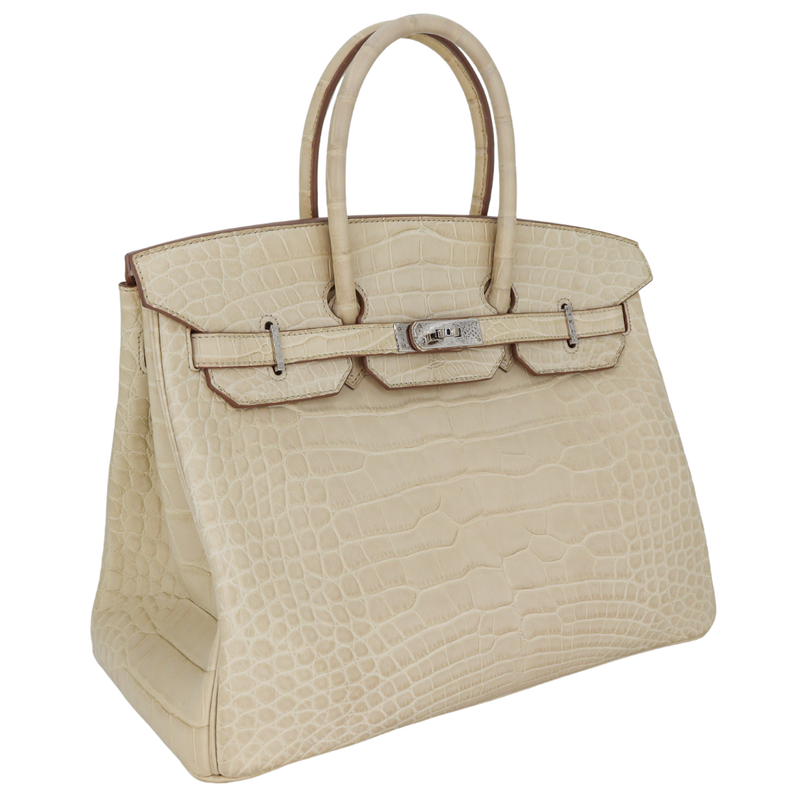 Hermès 35cm Birkin Beton Matte Alligator Palladium Hardware
