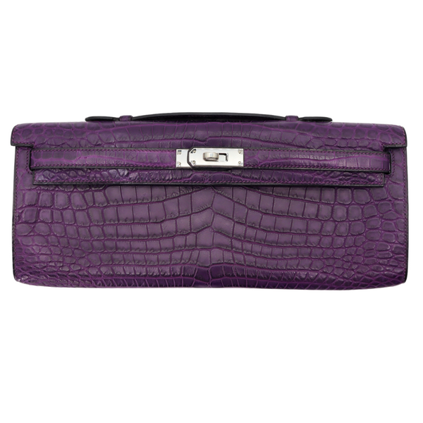 Hermès Kelly Cut Amethyst Matte Alligator Palladium Hardware