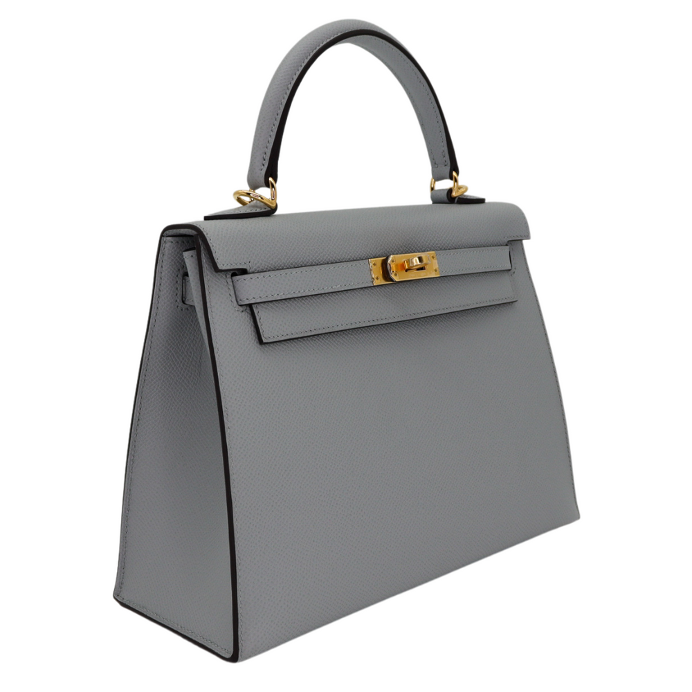 Hermès 25cm Kelly Sellier Etoupe Epsom Leather Gold Hardware