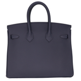 Hermès 25cm Birkin Bleu Nuit Togo Leather Palladium Hardware