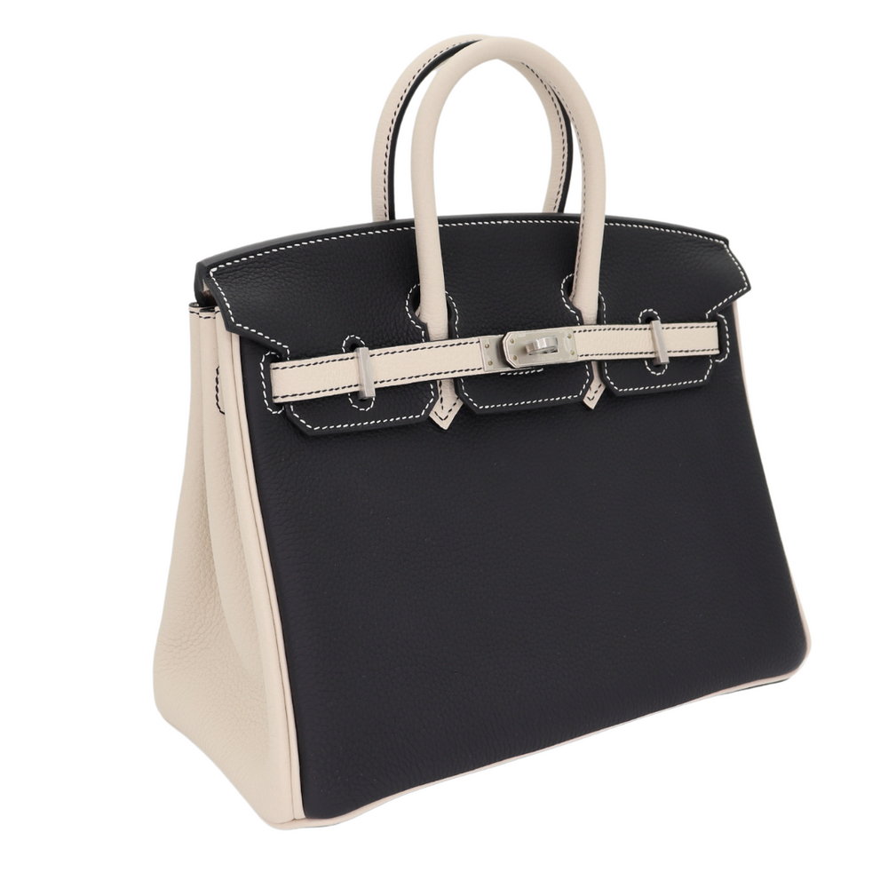 Hermès 25cm Birkin HSS Black/Craie Togo Leather Brushed Palladium