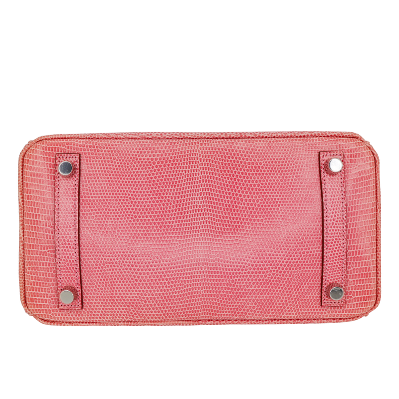 Hermès 25cm Birkin Bubblegum Shiny Lizard Palladium Hardware