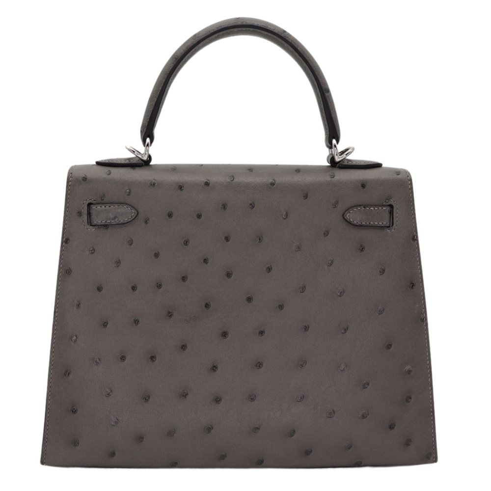 Hermès 25cm Kelly Sellier Gris Perle Ostrich Gold Hardware Hermès 25cm Kelly Sellier Gris Perle Ostrich Gold Hardware