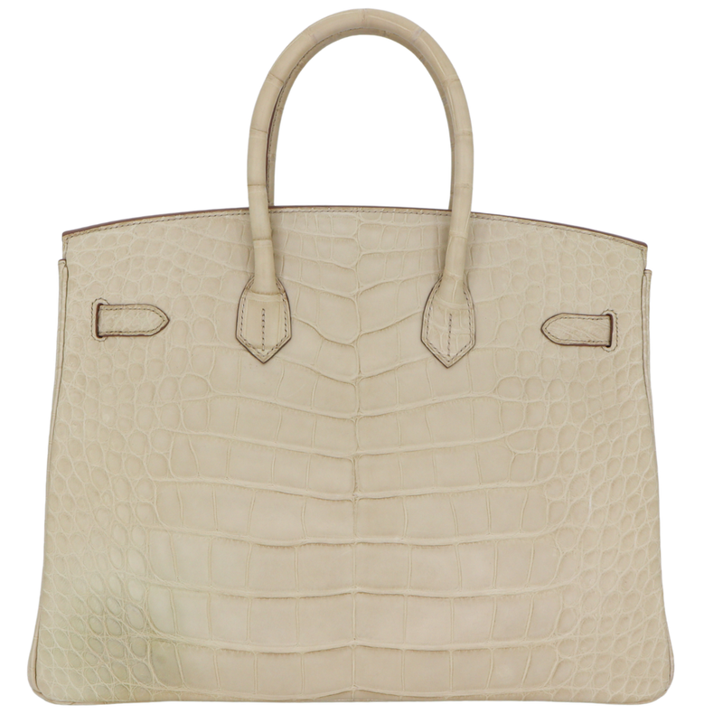 Hermès 35cm Birkin Beton Matte Alligator Palladium Hardware