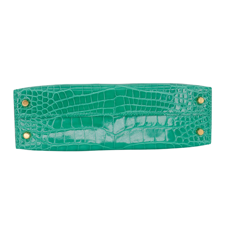 Hermès Kelly II Sellier Mini Vert Jade Shiny Alligator Gold Hardware