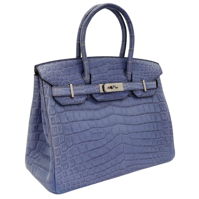 Hermès 30cm Birkin Bleu Brighton Matte Niloticus Crocodile Palladium Hardware