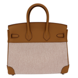 Hermès 25cm Birkin Biscuit Toile/Swift Leather Palladium Hardware