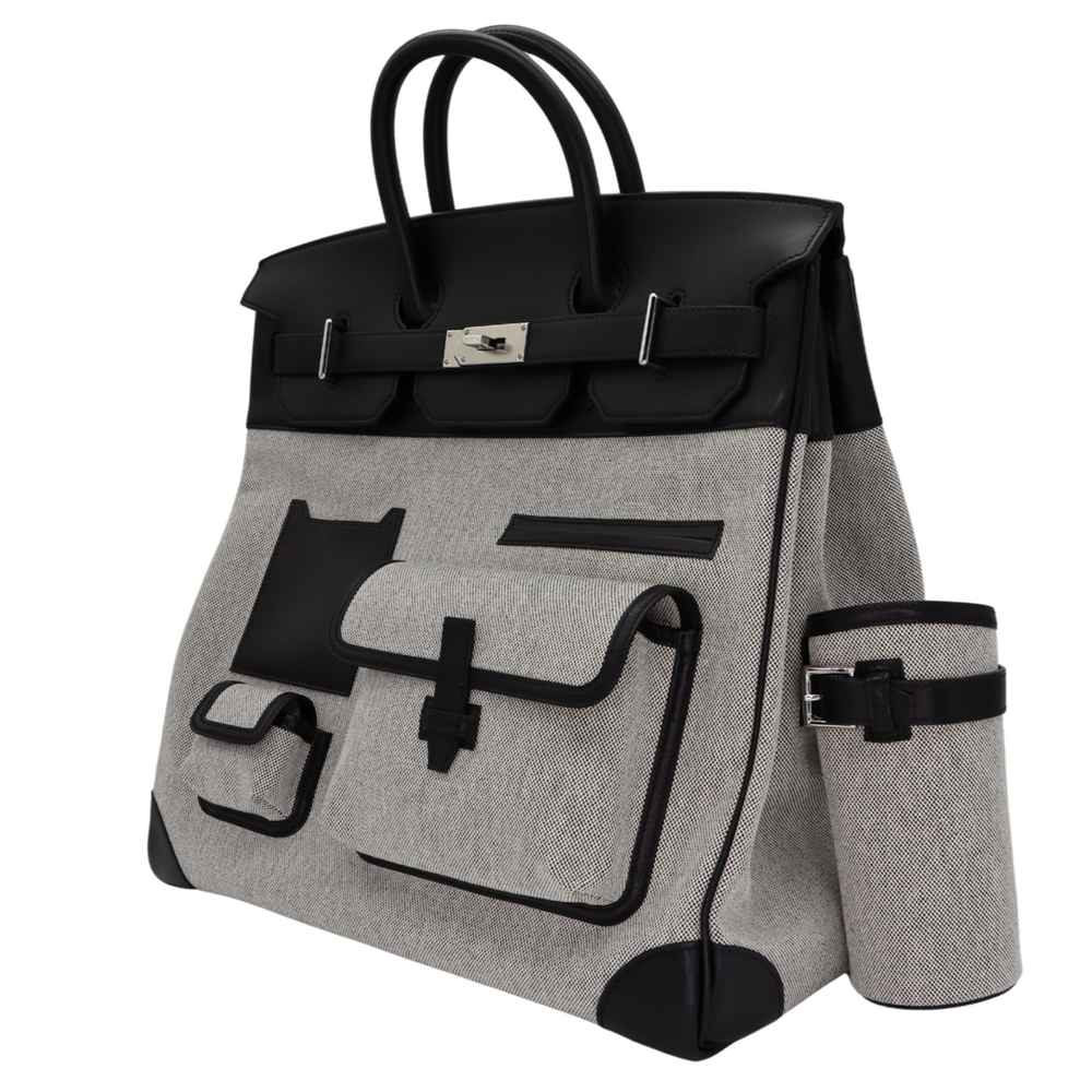 Hermès 40cm HAC Cargo Black (Noir) Toile/Evercalf Leather