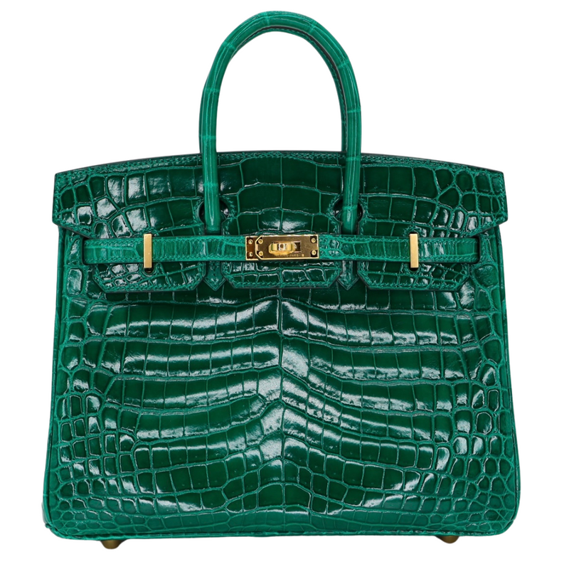 Hermès 25cm Birkin Emerald Shiny Niloticus Crocodile Gold Hardware Hermès 25cm Birkin Emerald Shiny Niloticus Crocodile Gold Hardware