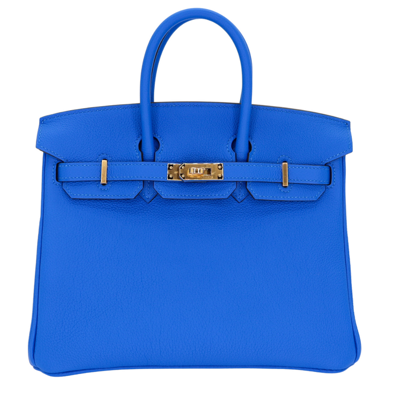 Hermès 25cm Birkin Bleu Hydra Togo Leather Gold Hardware