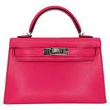 Hermès Kelly II Sellier Mini Rose Shocking Chevre Leather Palladium Hardware