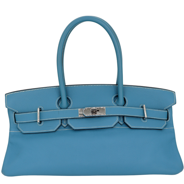 Hermès 42cm Birkin Shoulder JPG Bleu Jean Clemence Leather