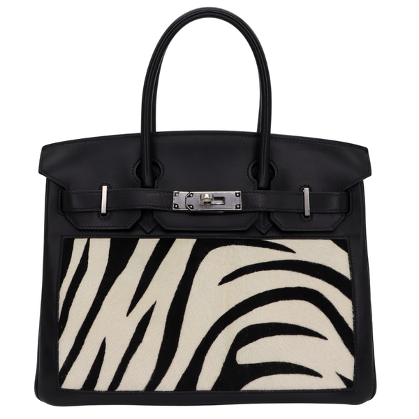 Hermès 30cm Birkin Black Zebra/Box Calf Leather Palladium Hardware