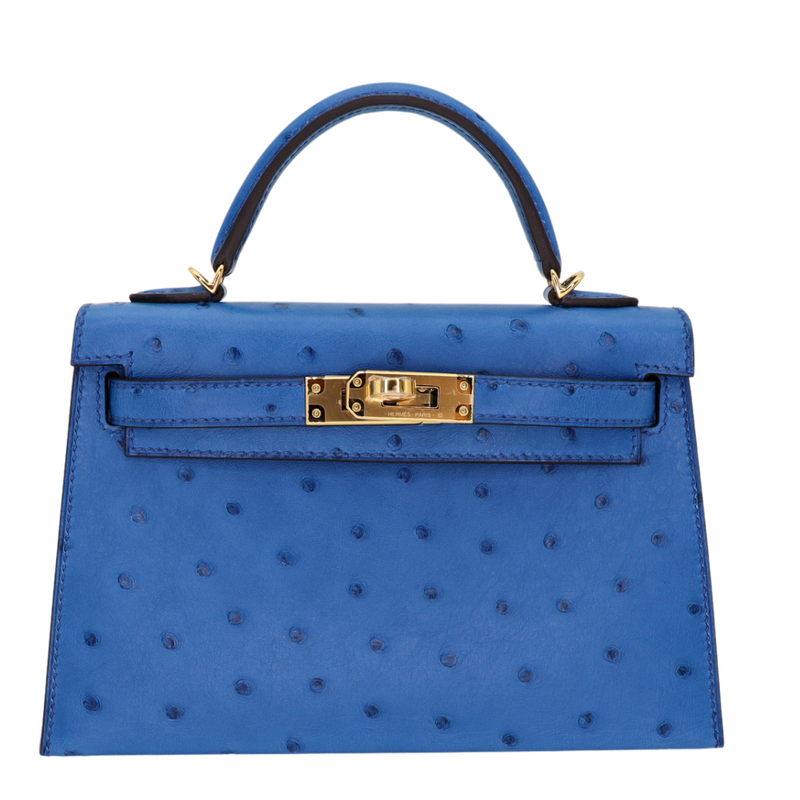 Hermès Kelly II Sellier Mini Mykonos Ostrich Gold Hardware – Privé