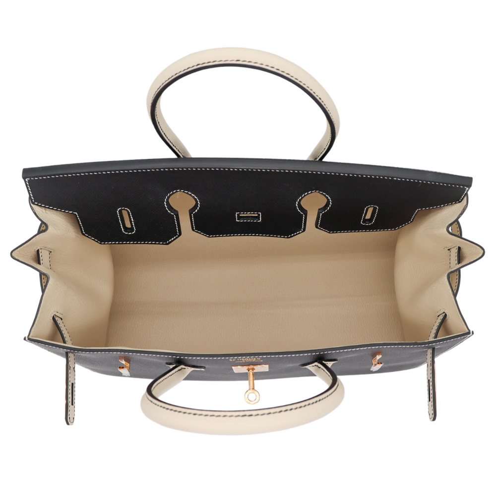 Hermès 35cm Birkin Sellier Anate Fringe Ebene Evergrain Leather