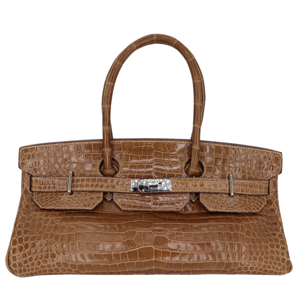 Hermès 42cm Birkin Shoulder JPG Ficelle Shiny Porosus Crocodile