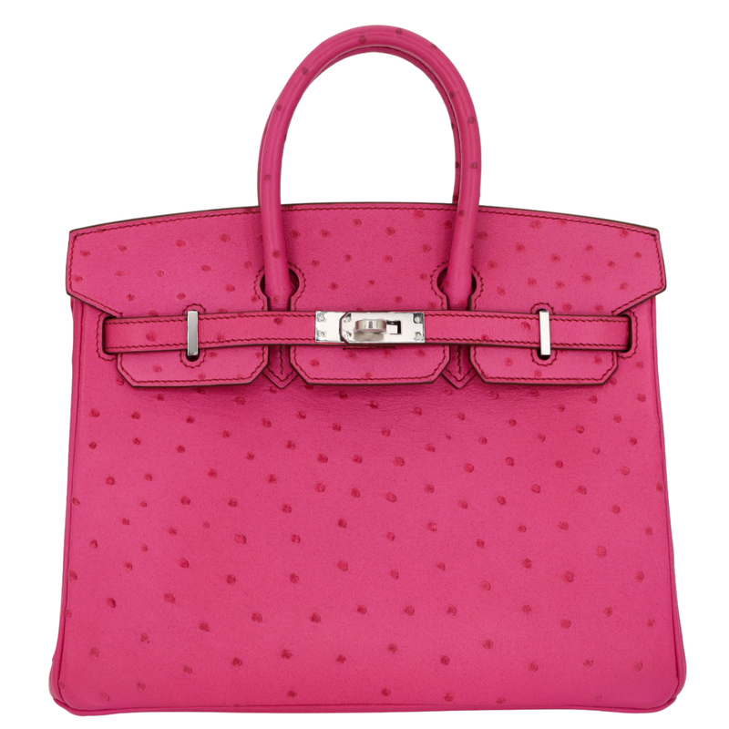 Hermès 25cm Birkin Fuchsia Ostrich Palladium Hardware