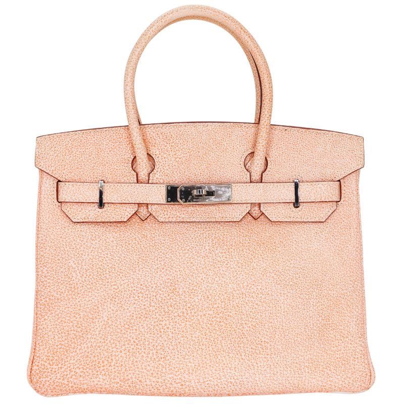 Hermès 30cm Birkin Orange Dalmatian Buffalo Leather Palladium Hardware