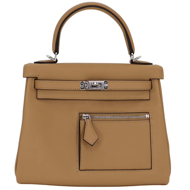Hermès 25cm Kelly Colormatic Poussiere Swift Leather Palladium