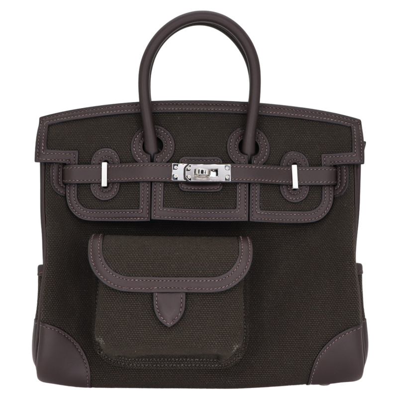 Hermès 25cm Birkin Cargo Bronze/Ebene Canvas/Swift Leather Palladium Hardware