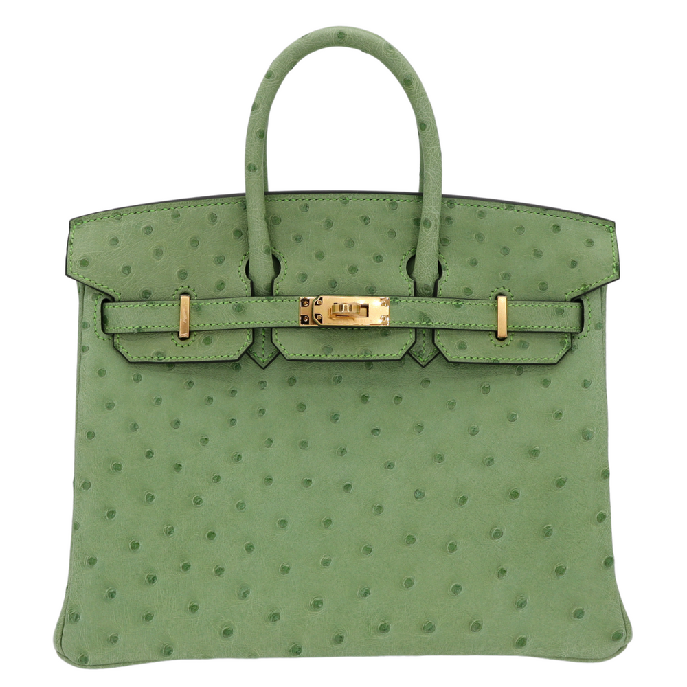 Hermès 25cm Birkin Vert Criquet Ostrich Gold Hardware – Privé Porter