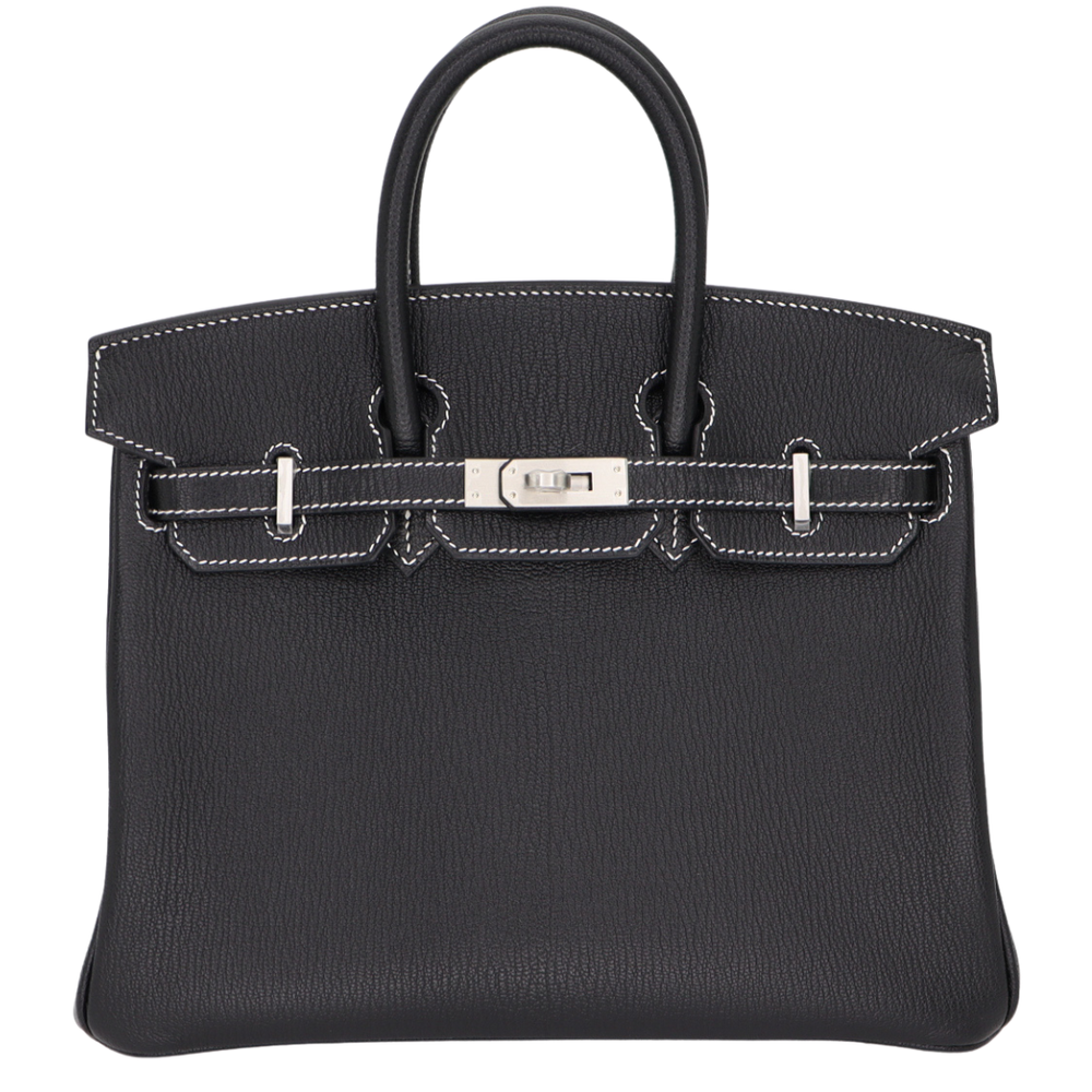 Hermès 25cm Birkin HSS Black Chèvre Leather with Brushed Palladium