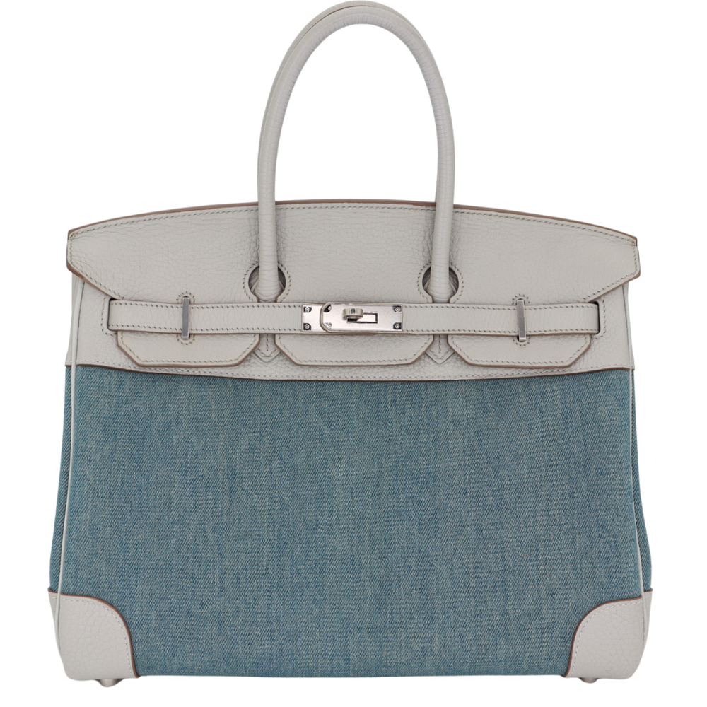 希少・美中古品『JEROME BANCTEL』ケース付 ジェロームバンクテル Hermès 35cm Birkin Gris Denim/Togo Leather Palladium Hardware