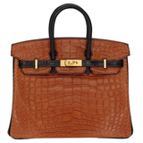 Hermès 25cm Birkin HSS Gold/Black Matte Alligator Brushed Gold Hardware