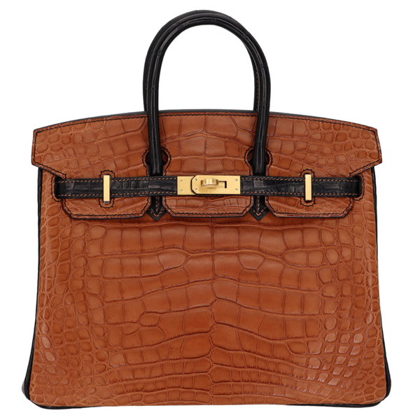 Hermès 25cm Birkin HSS Gold/Black Matte Alligator Brushed Gold