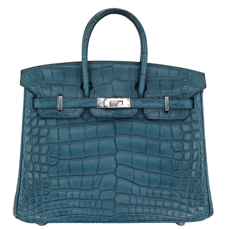 Hermès 25cm Birkin Bleu Cobalt Matte Alligator Palladium Hardware