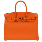 Hermès 35cm Birkin Orange Togo Leather Gold Hardware