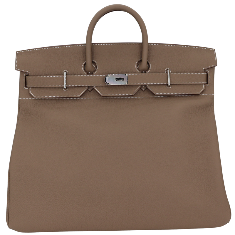 Hermès 50cm HAC Etoupe Togo Leather Palladium Hardware