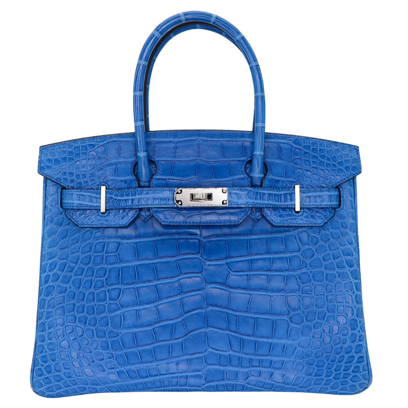 Hermès 30cm Birkin Bleu Zellige Matte Alligator Palladium Hardware