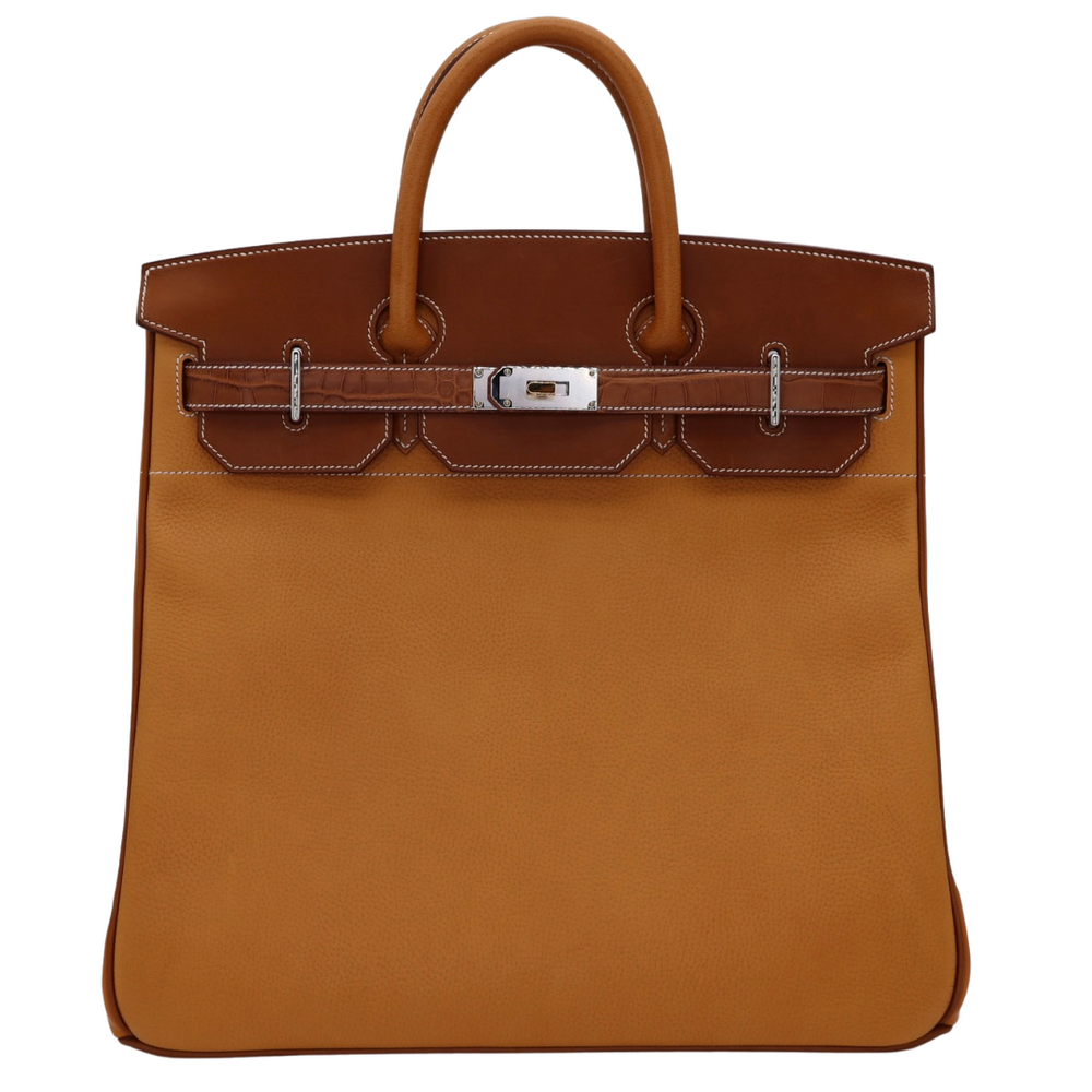 Hermes SAINT LOUIS 虎 新品未使用 Hermès 40cm HAC Patchwork Barenia/Vache/Butler/ Natural Sable