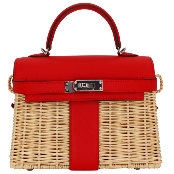Hermès Kelly Mini Picnic Rouge de Couer Swift Leather Palladium Hardware