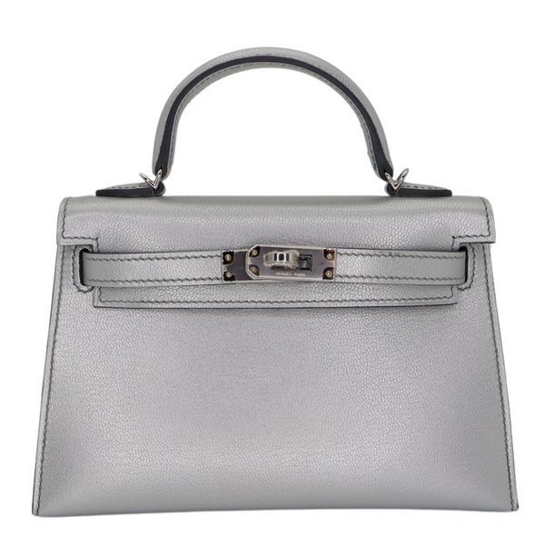 Hermès Kelly II Sellier Mini Gris Argente Chèvre Chamkilight
