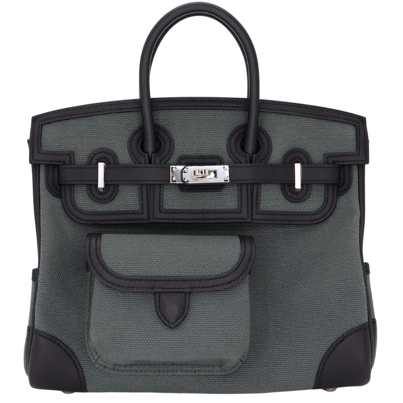 Hermès 25cm Birkin Cargo Vert Mangrove Toile/Swift Leather