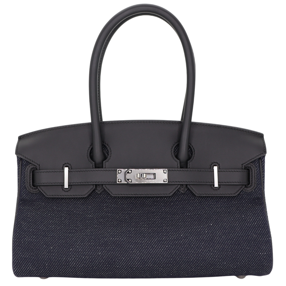 Hermès 29cm Birkin Shoulder Denim/Black Swift Leather Palladium