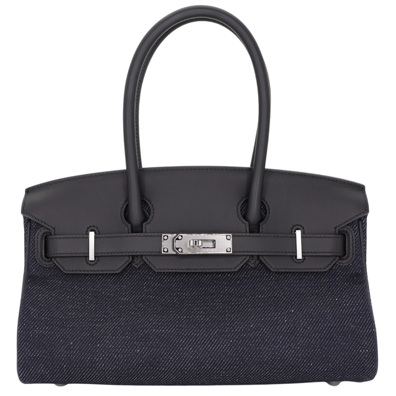 Hermès 29cm Birkin Shoulder Denim/Black Swift Leather Palladium Hardware